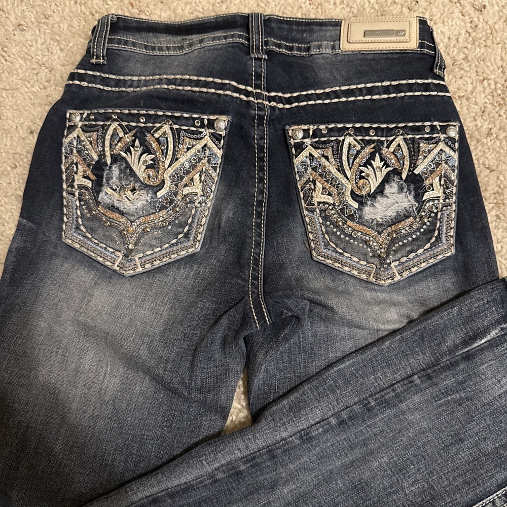 Sexy Couture Skinny Jeans Women's Size 5 Grunge Rhinestone Boho Western Y2k Moto